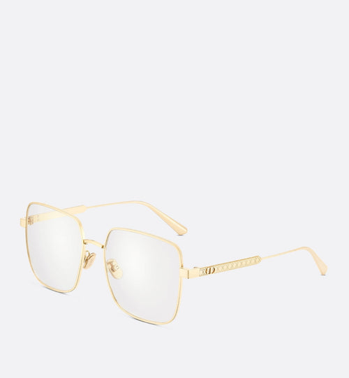 Diorcannage S1F Gold Finish Metal Square Glasses With Blue Light Filter