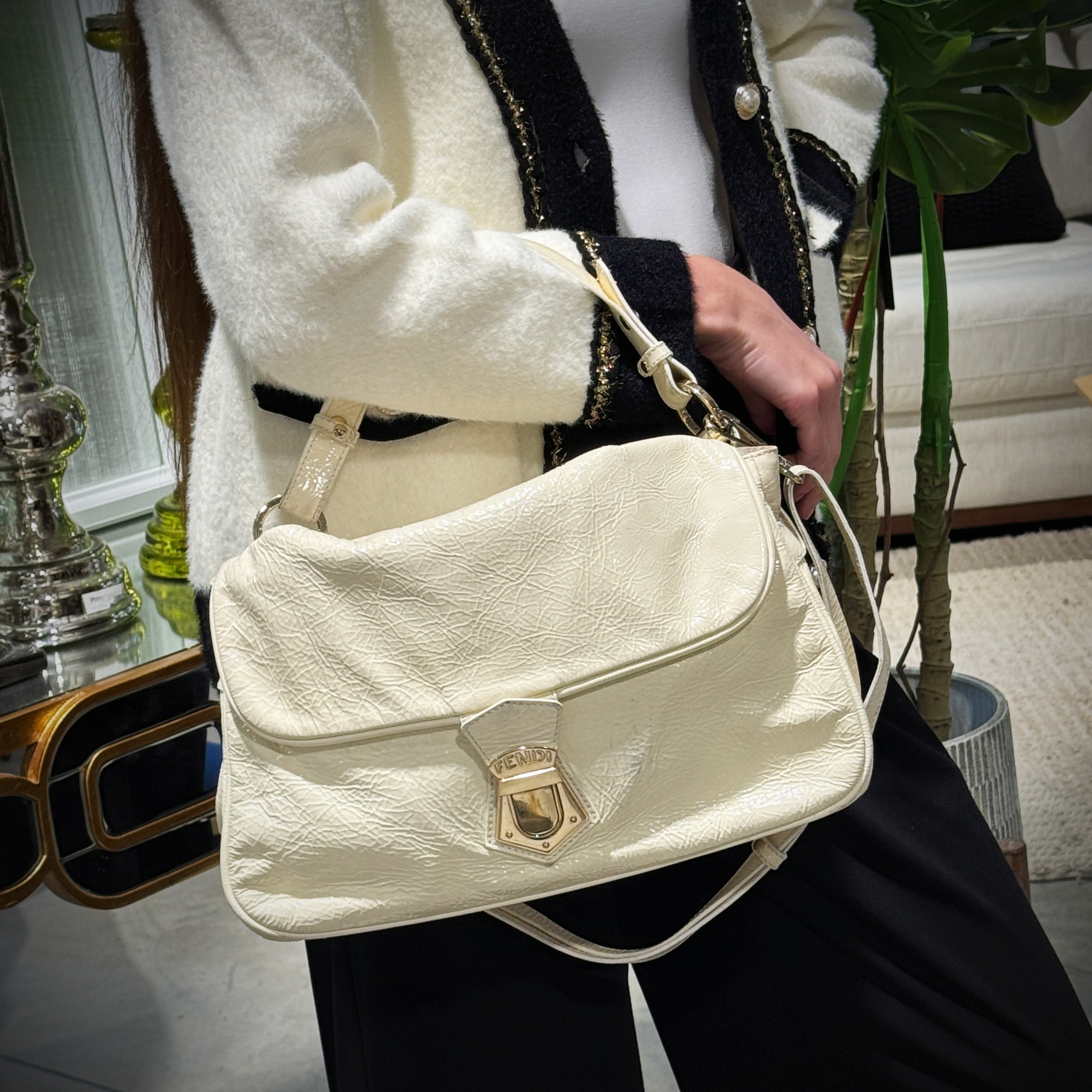 Fendi Baguette Patent Lather Shoulder Bag TWS