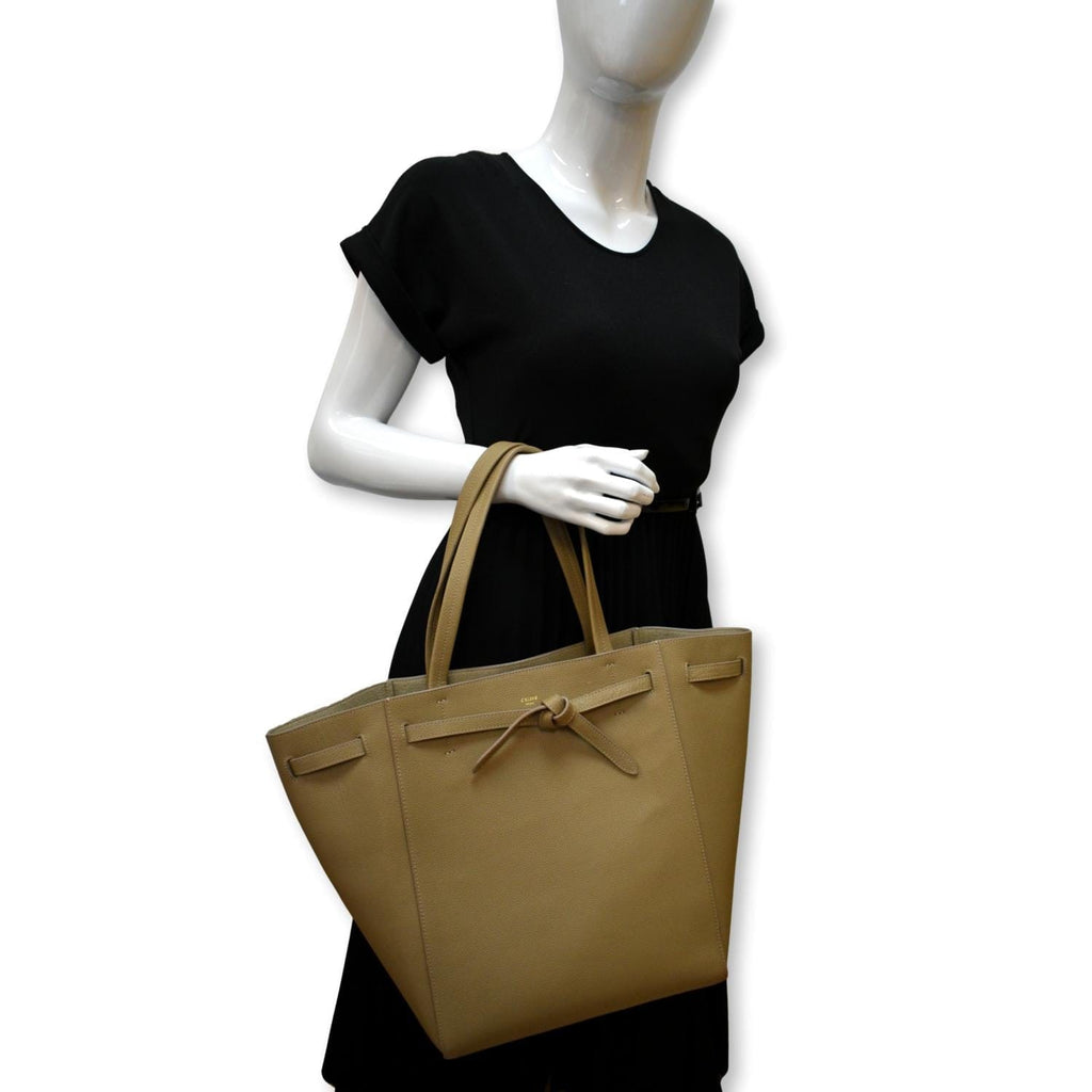 CELINE Cabas Phantom Grained Calfskin Leather Tote Bag Taupe