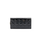 Dior Patent Leather Long Wallet with Chain Black
