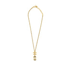 Chanel Pearl CC Pendant with Crystal Drop Necklace Gold Tone