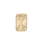 CHANEL CC LOGO AND CROWN METAL PLATE BROOCH BRUSHED Gold Hardware