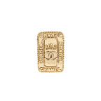 CHANEL CC LOGO AND CROWN METAL PLATE BROOCH BRUSHED Gold Hardware