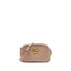 Gucci Small GG Marmont Camera Bag Matelasse Chevron Leather Pink GHW
