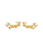 Chanel crystal cc logo/camellia earrings gold tone