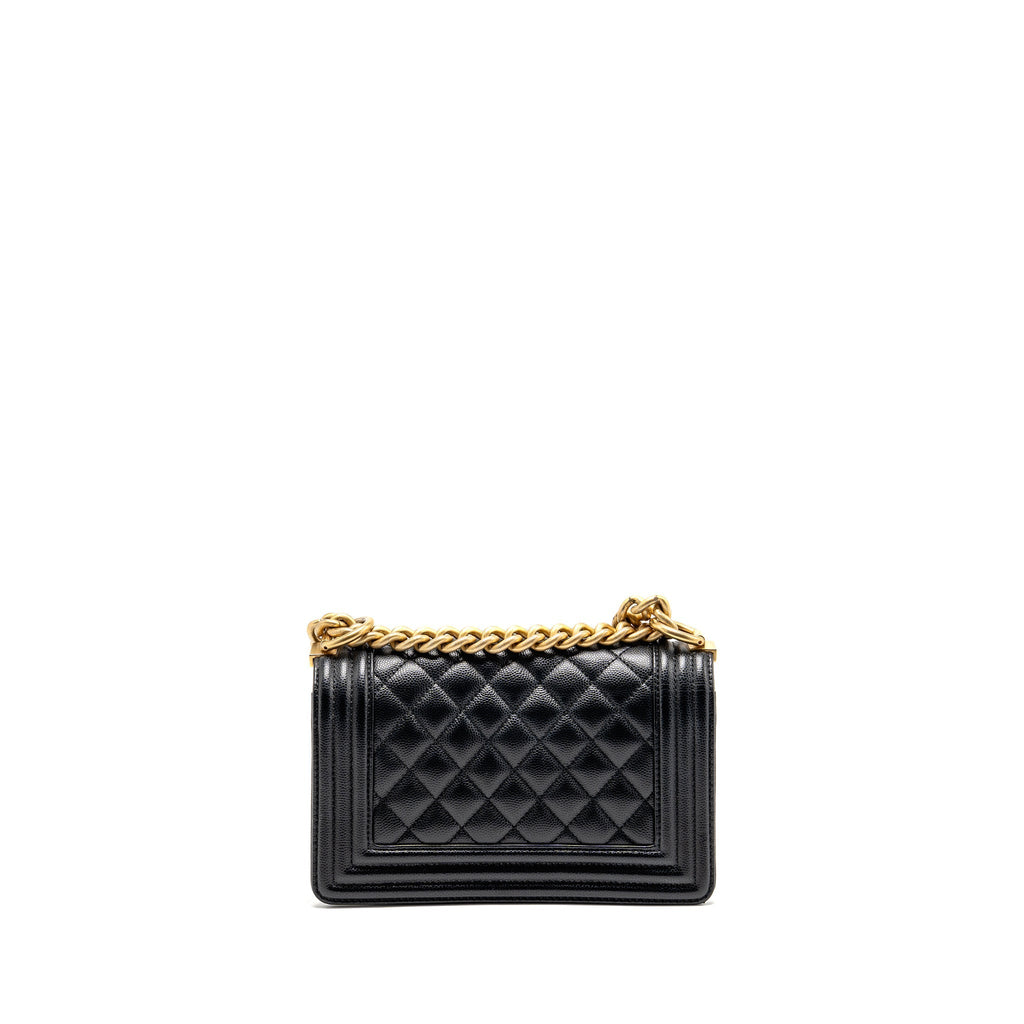 Chanel Small Boy Bag Caviar Black GHW (Microchip)