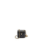 Chanel Pearl Crush Mini Vanity with Chain Lambskin Black GHW (Microchip)