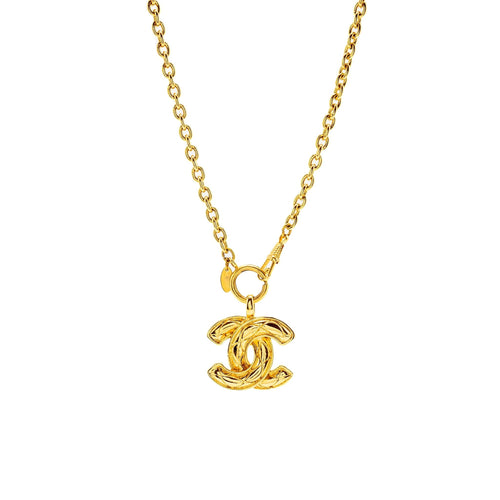 Chanel Vintage CC Logo Gold-plated Long Necklace Gold tone