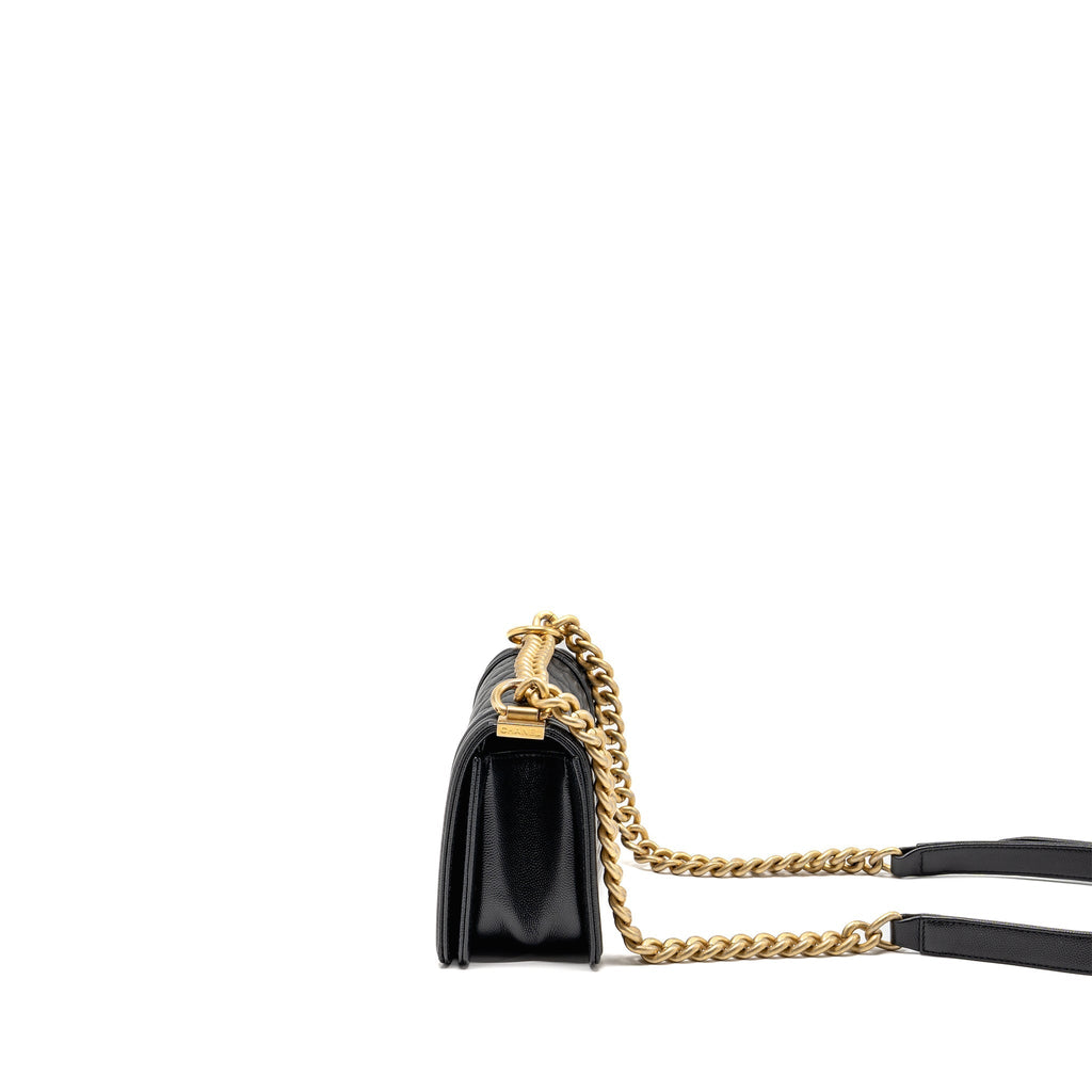 Chanel Small Boy Bag Caviar Black GHW (Microchip)