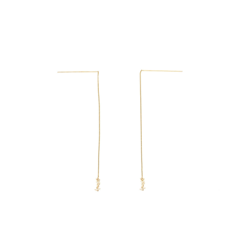 Saint Laurent/YSL Logo Dropped Earrings Gold Tone