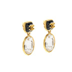 Chanel CC Charm with Crystal Drop Earrings Gold Tone