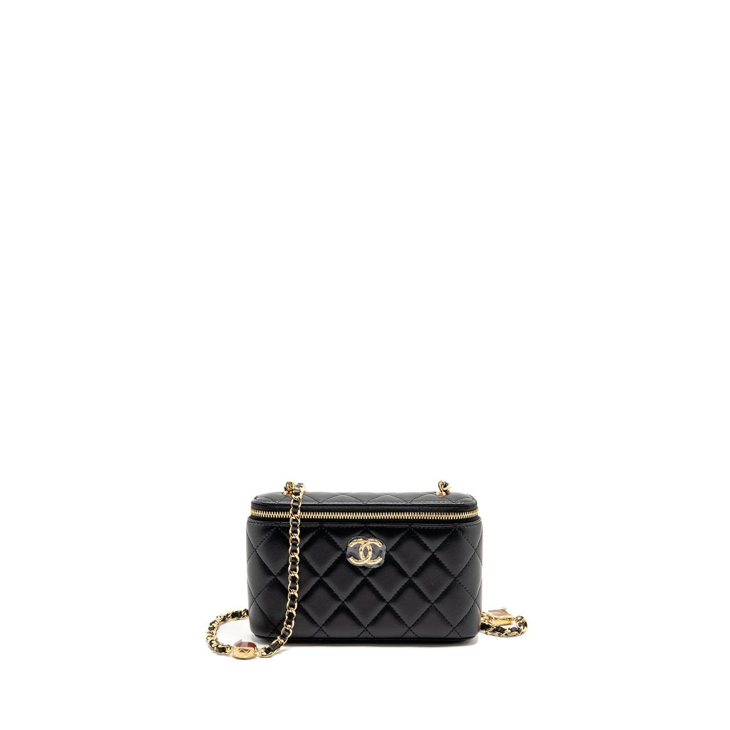 Chanel Small Vanity Clutch with Detail Chain Caviar Black GHW (Microchip)