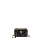Chanel Small Vanity Clutch with Detail Chain Caviar Black GHW (Microchip)