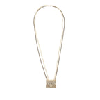 Chanel CC Flap Bag Pendant Long Necklace Pearl/Leather Light Gold Tone