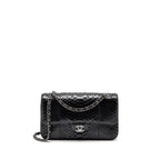 Chanel Medium Classic Double Flap Bag Python Black SHW