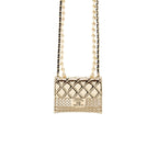 Chanel CC Flap Bag Pendant Long Necklace Pearl/Leather Light Gold Tone