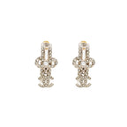 Chanel Bow Knot CC Drop Hoop Earrings Crystal Silver/Gold Tone
