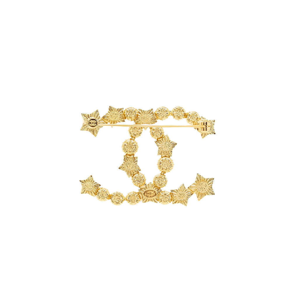 Chanel CC Star Brooch Crystal/Pearl Gold Tone