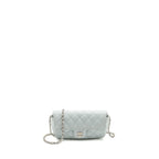 Chanel Sunglasses Case Clutch with Chain Caviar Light Blue SHW