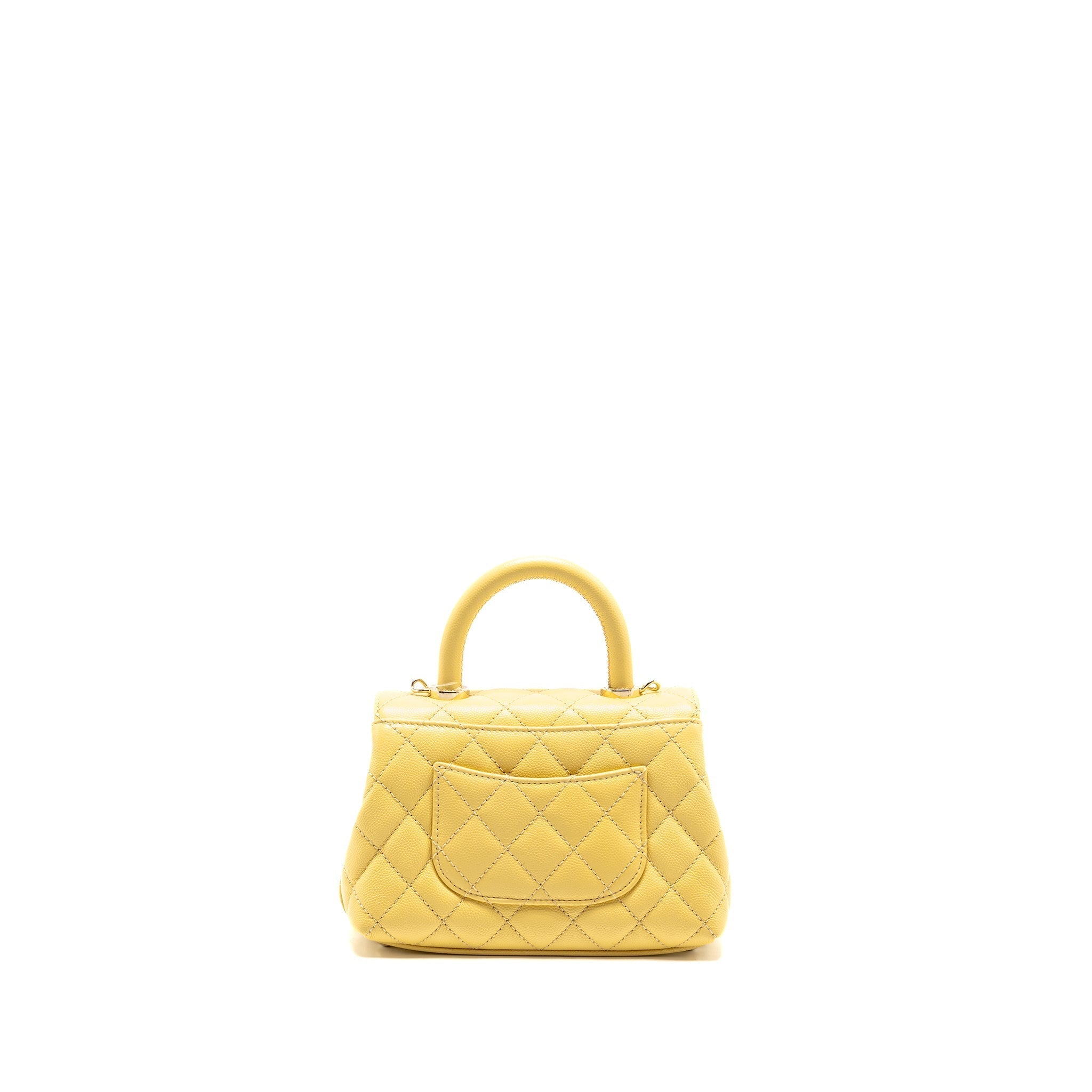 Chanel Mini Coco Handle Caviar Yellow LGHW (Microchip)