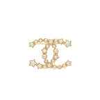 Chanel CC Star Brooch Crystal/Pearl Gold Tone