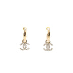Chanel CC Drop Earrings Crystal Light Gold/Silver Tone