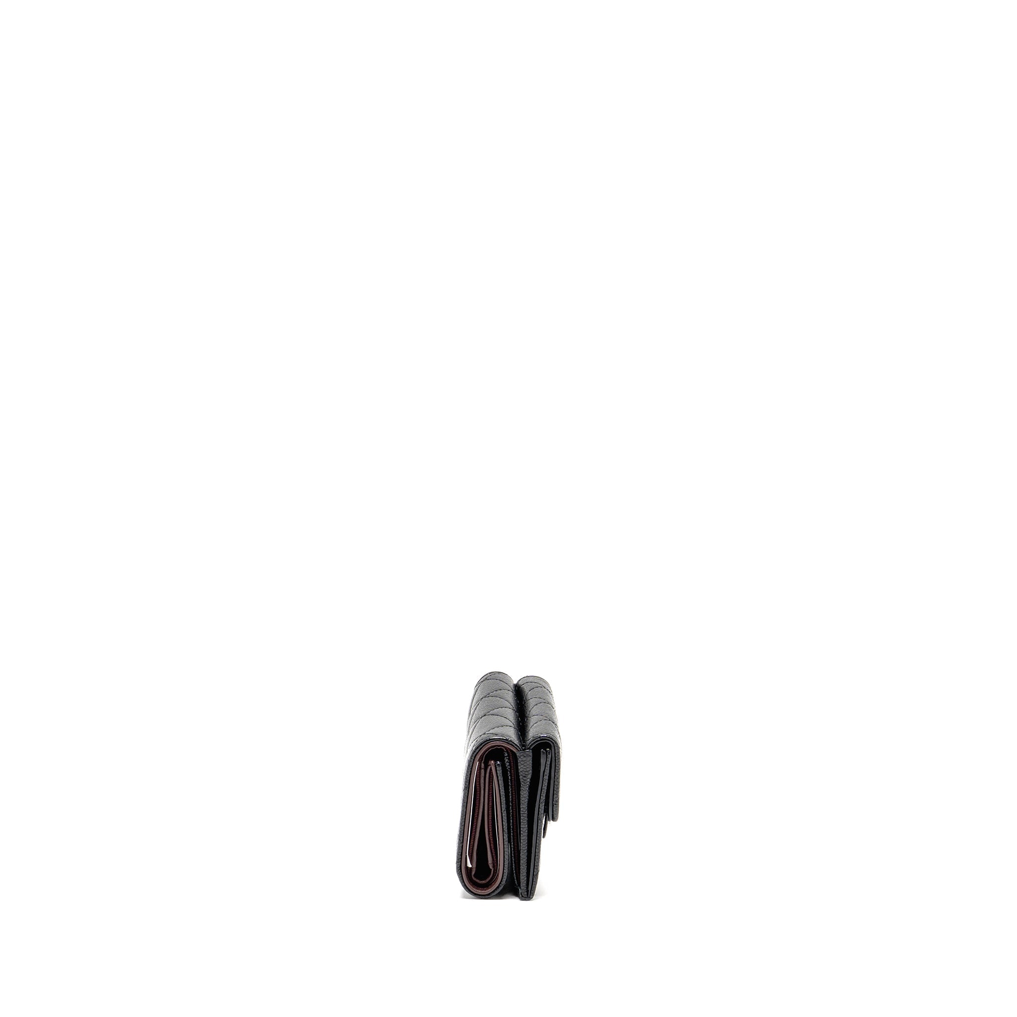 Chanel Small Compact Wallet Caviar Black SHW (microchip)