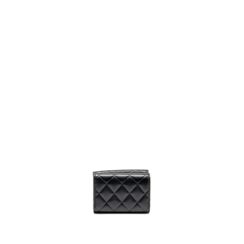 Chanel Small Compact Wallet Caviar Black SHW (microchip)