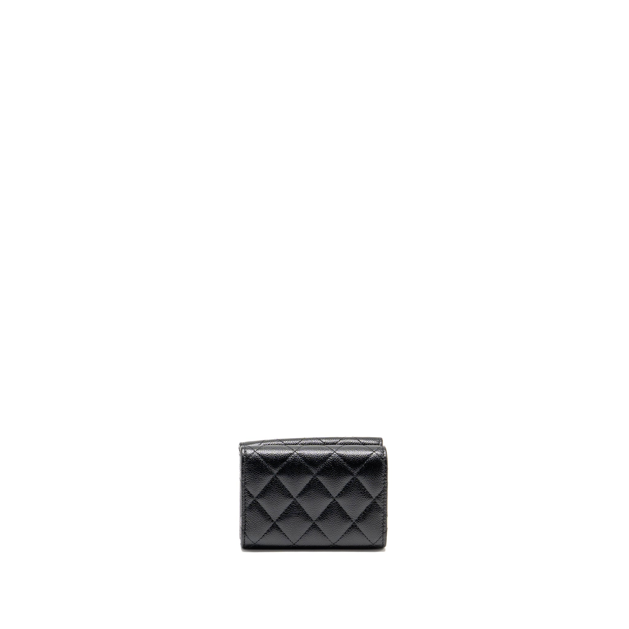 Chanel Small Compact Wallet Caviar Black SHW (microchip)