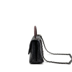 Chanel Medium Coco Handle Flap Bag Lizard Embossed Handle Caviar Black Ruthenium Hardware