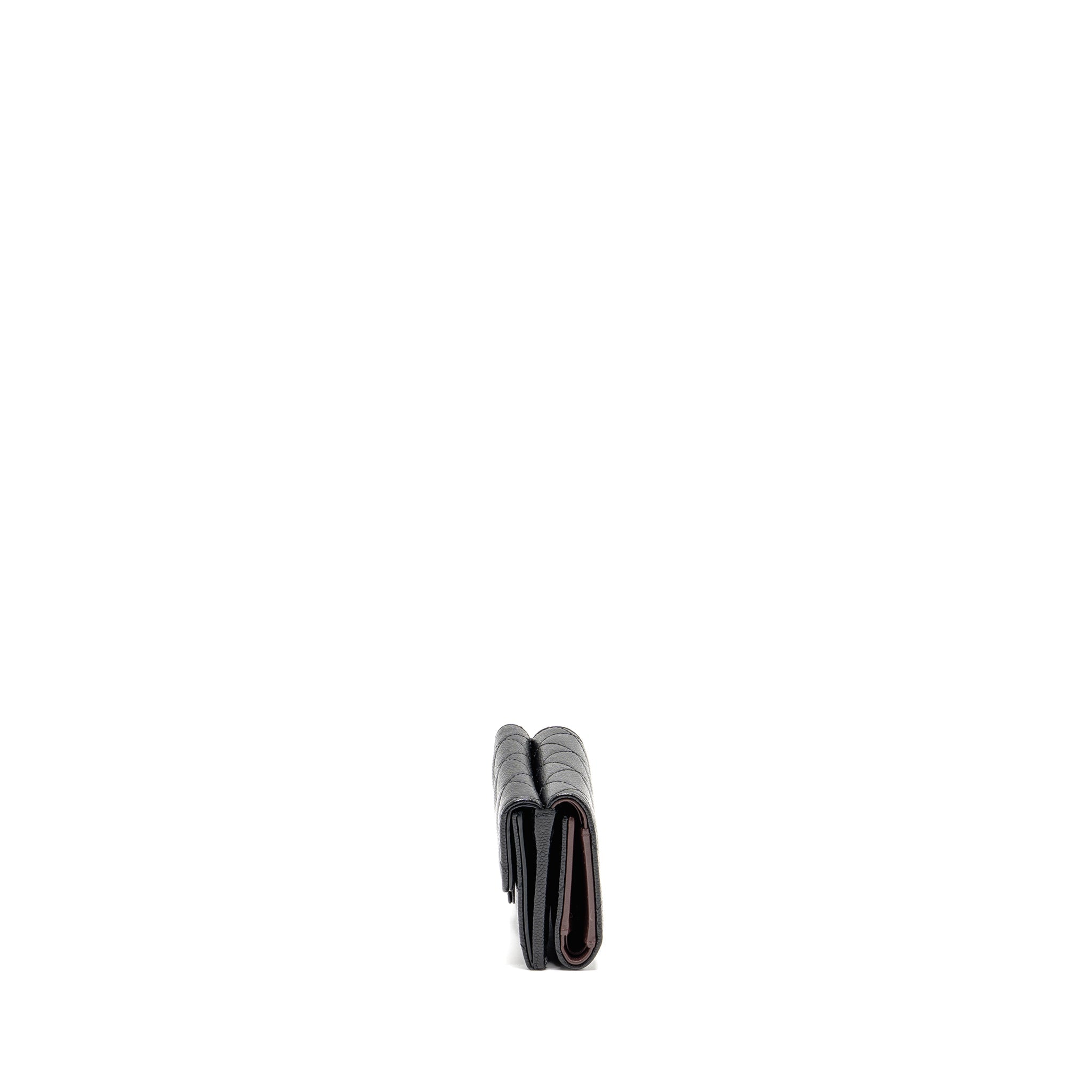 Chanel Small Compact Wallet Caviar Black SHW (microchip)