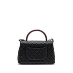 Chanel Medium Coco Handle Flap Bag Lizard Embossed Handle Caviar Black Ruthenium Hardware