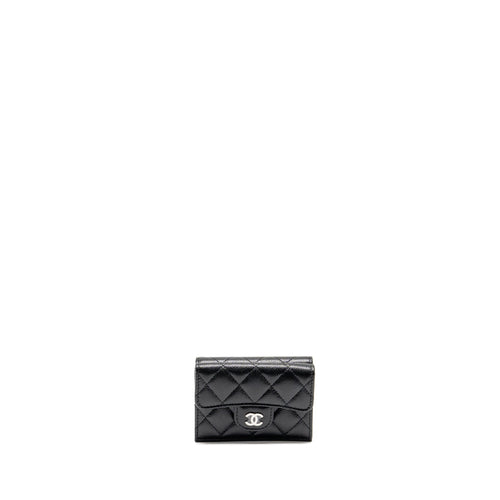 Chanel Small Compact Wallet Caviar Black SHW (microchip)