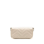 Gucci Medium GG Marmont Shoulder Bag White Matelasse Chevron Leather with White Hardware