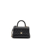 Chanel Small Coco Handle Caviar Black LGHW(microchip)