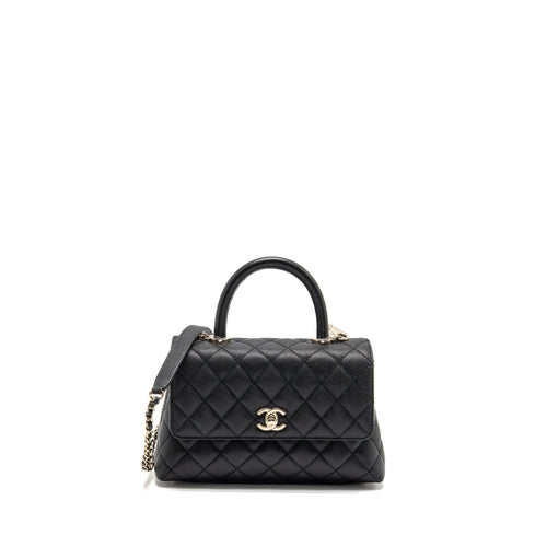 Chanel Small Coco Handle Caviar Black LGHW(microchip)