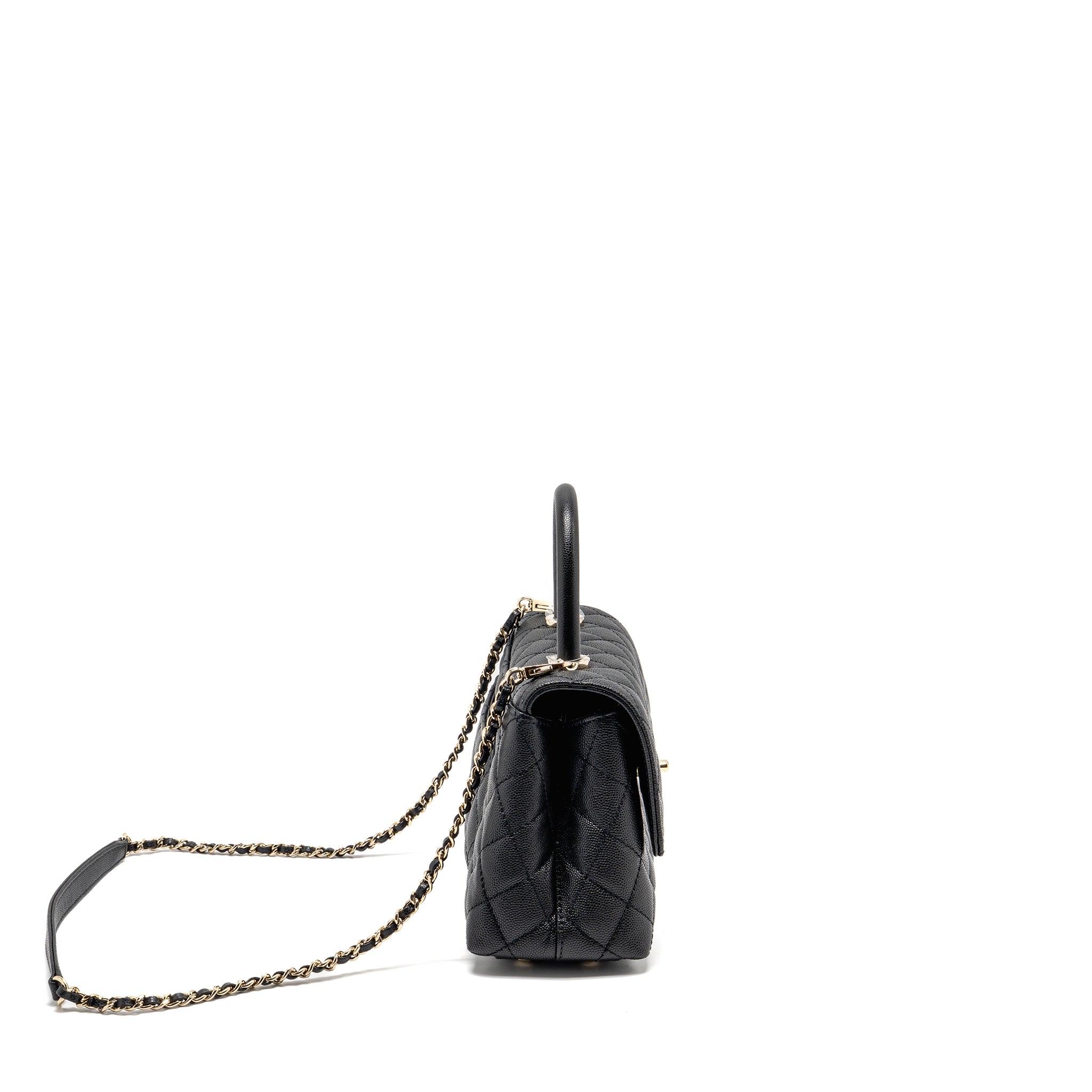 Chanel Small Coco Handle Caviar Black LGHW(microchip)
