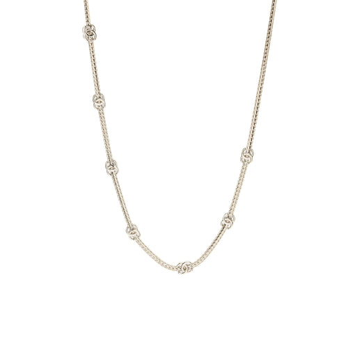 Chanel CC Logo Short Chain Necklace Silver Tone
