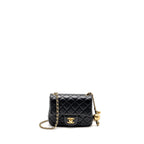 Chanel Pearl Crush Mini Square Flap Bag Lambskin Black GHW (microchip)