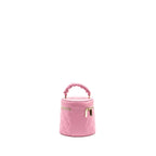 Chanel Top Handle Round Vanity Case Lambskin Pink LGHW