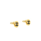 Chanel mini round CC logo earrings gold tone