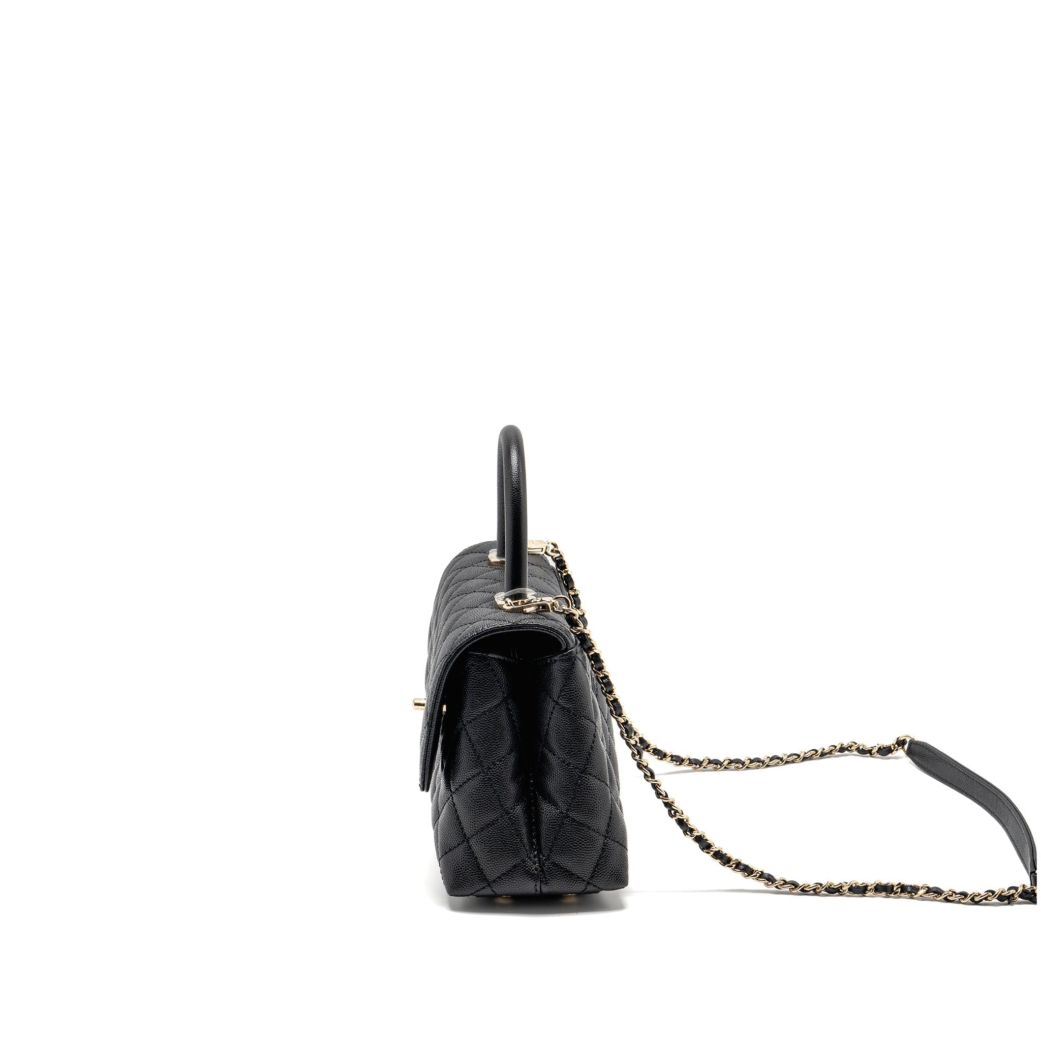 Chanel Small Coco Handle Caviar Black LGHW(microchip)