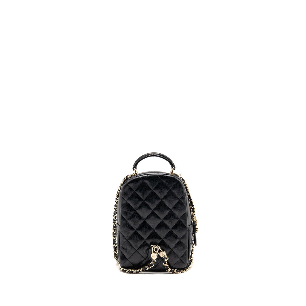 Chanel Mini backpack / crossbody bag caviar black LGHW (microchip)