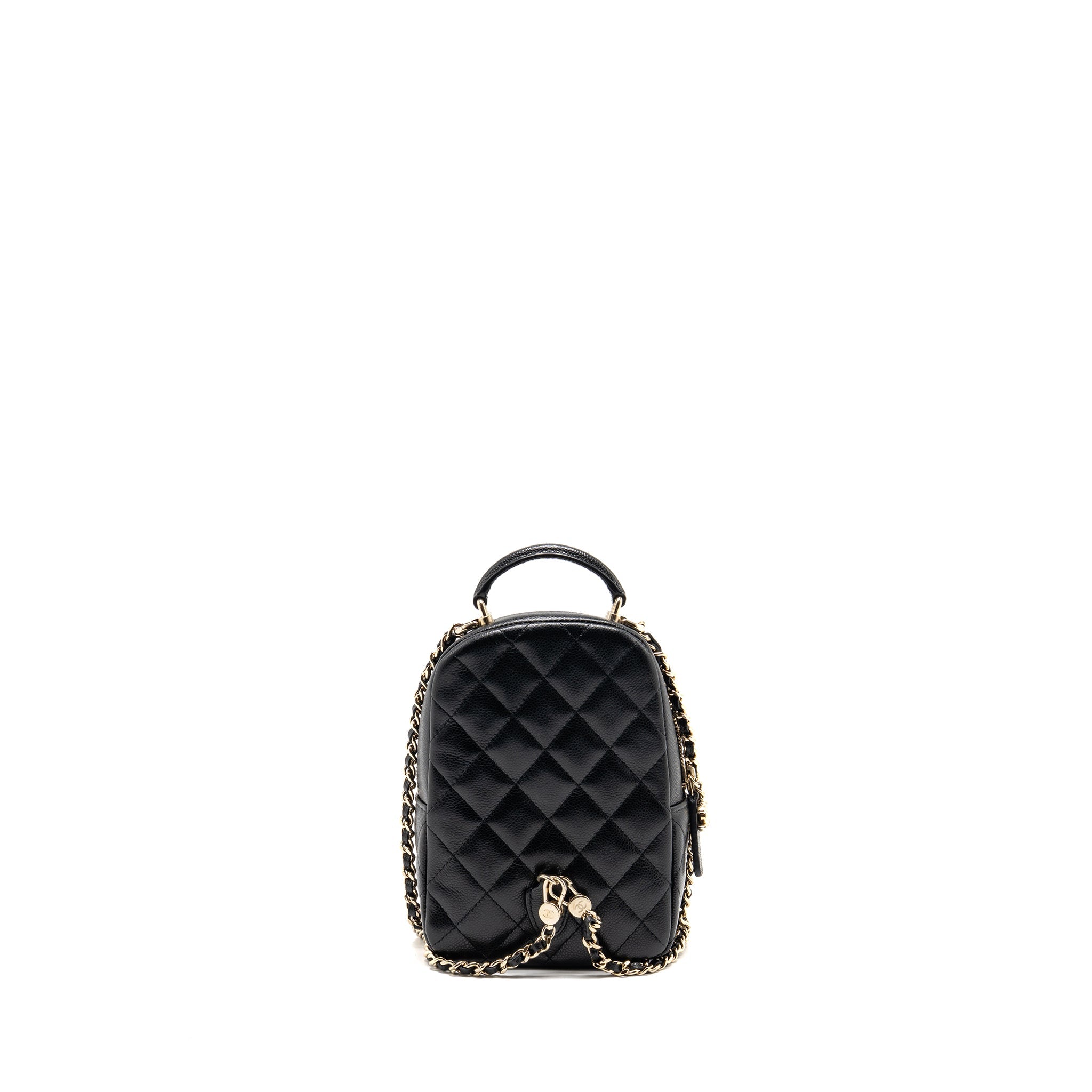 Chanel Mini backpack / crossbody bag caviar black LGHW (microchip)