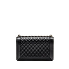 Chanel New Medium Boy Bag Calfskin Black Ruthenium Hardware