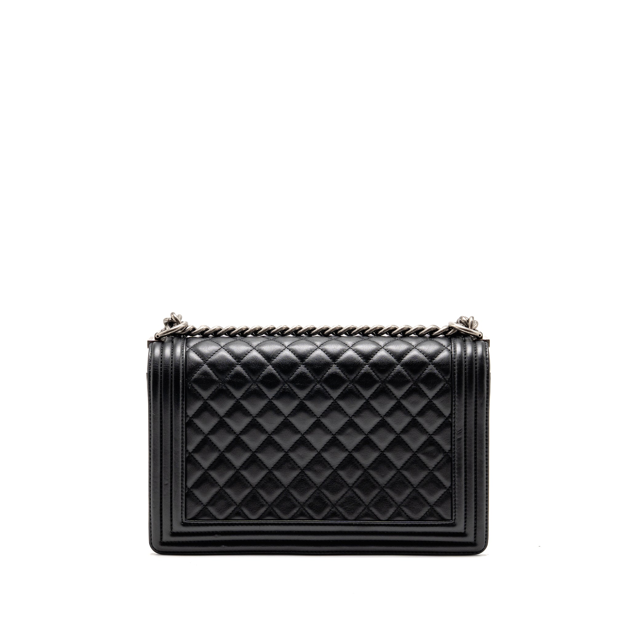 Chanel New Medium Boy Bag Calfskin Black Ruthenium Hardware