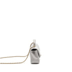 Chanel top handle mini rectangular flap bag lambskin light grey LGHW (Microchip)