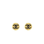 Chanel mini round CC logo earrings gold tone