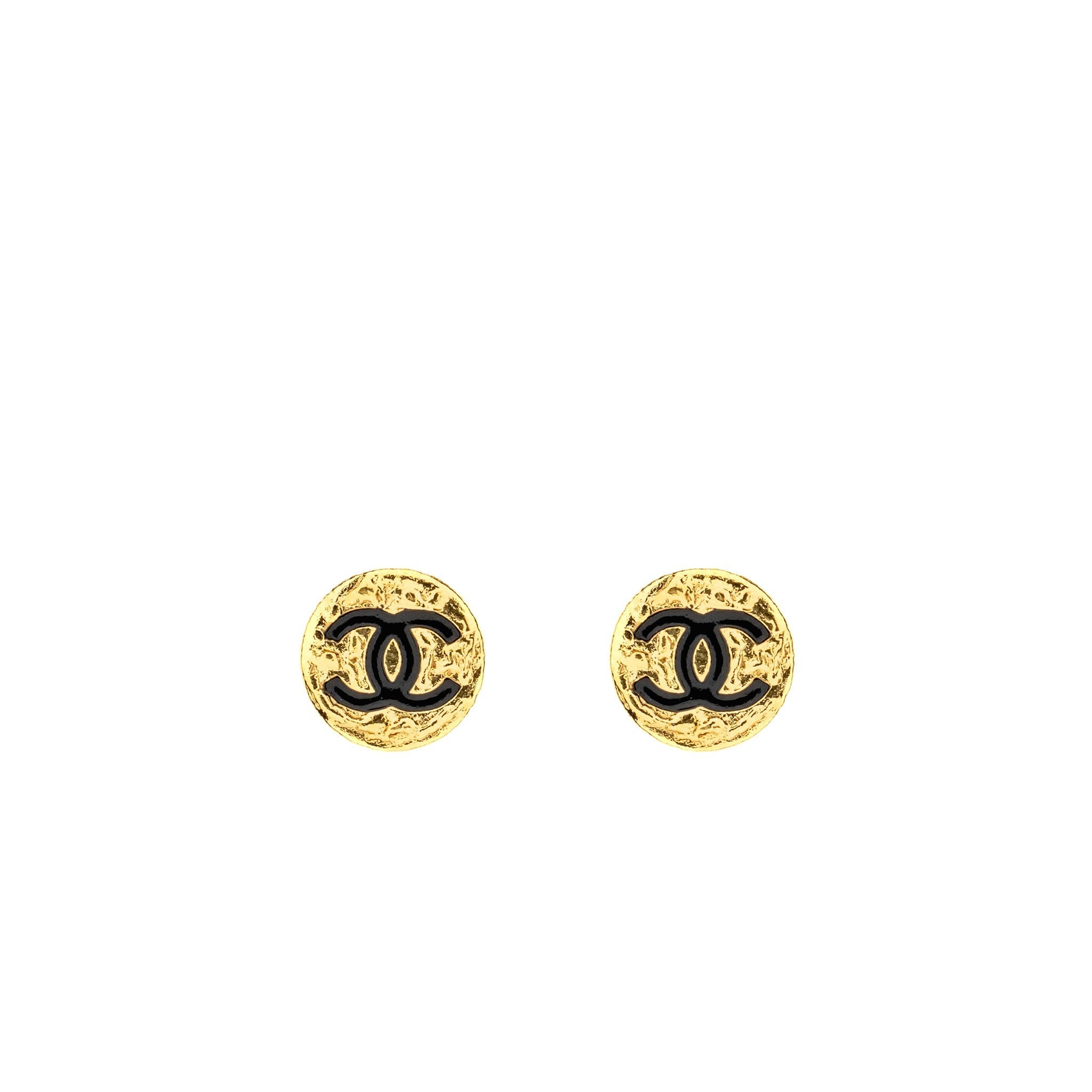 Chanel mini round CC logo earrings gold tone