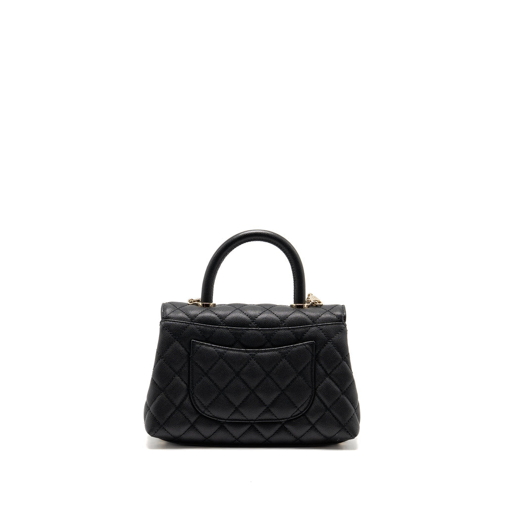 Chanel Small Coco Handle Caviar Black LGHW (Microchip)